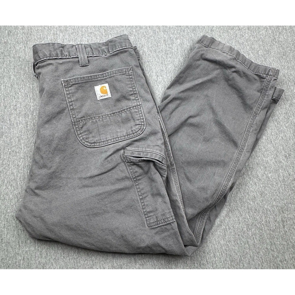 Carhartt Pants Mens Relaxed Fit Gray Carpenter Workwear Sz 40x28 102291-039 IRR
